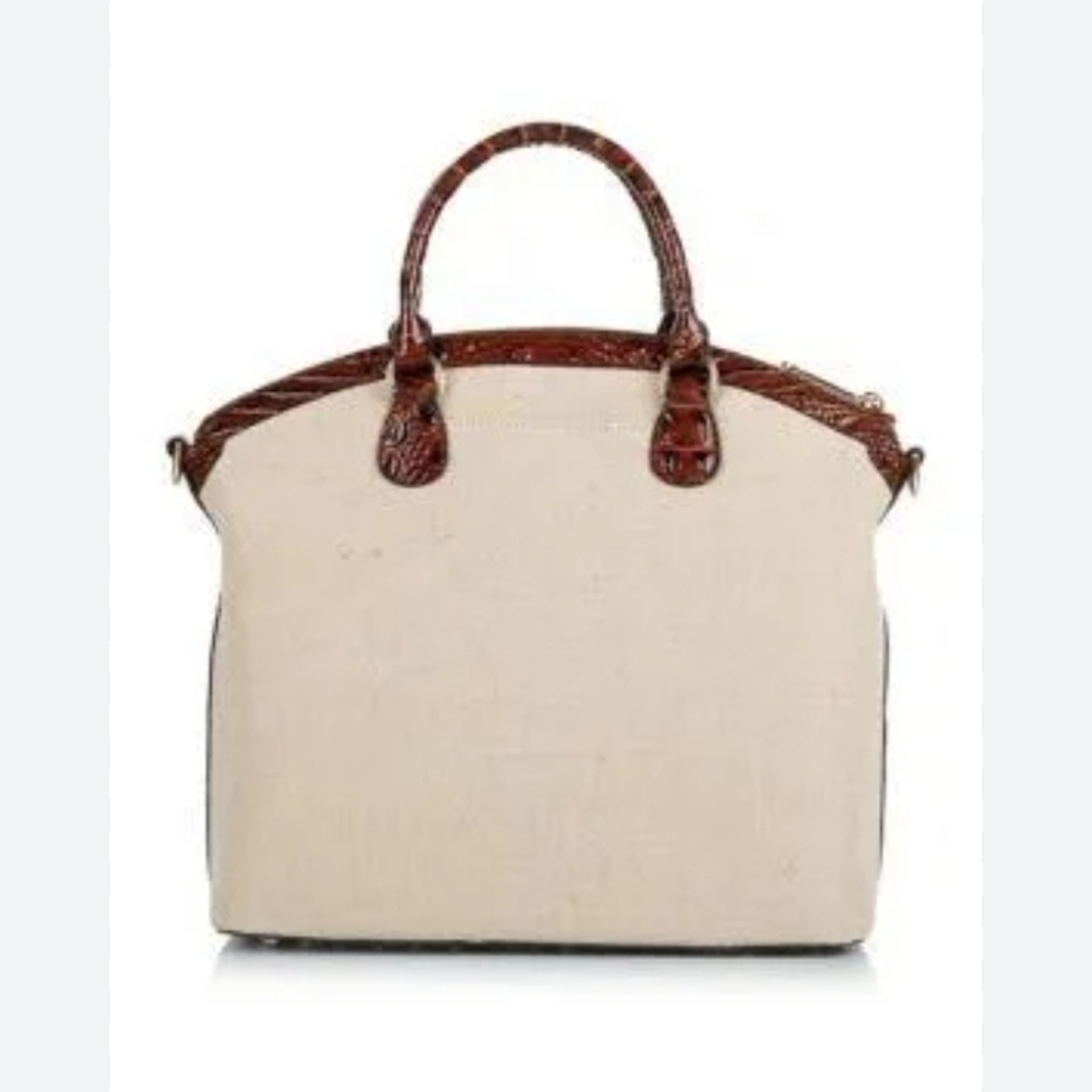 🤎🔹️Brahmin🔹️ Large Duxbury in PECAN PIPA Canvas & Leather - Picture 3 of 7